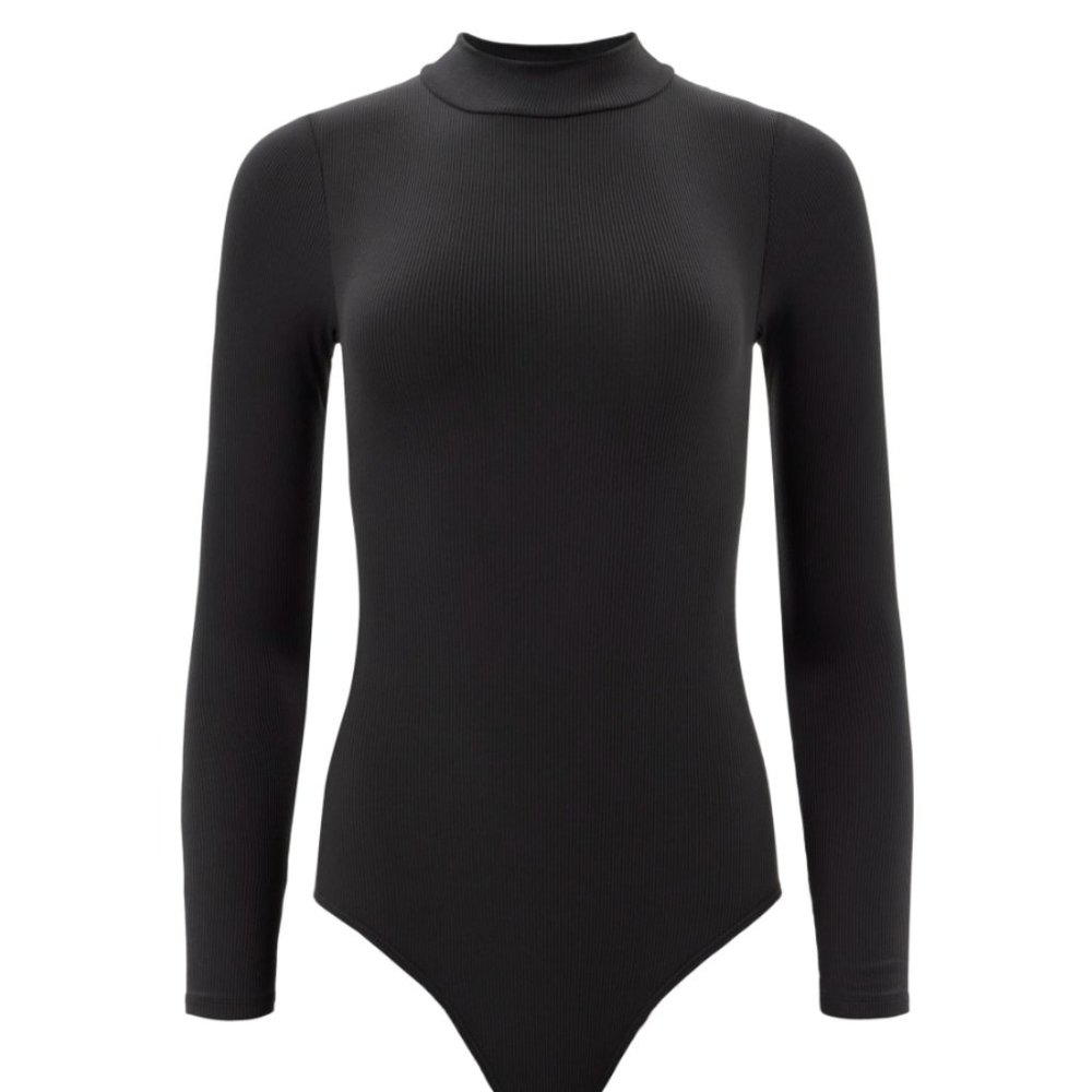 Girlfriend Collective Black Vivian Mock Neck Bodysuit XL